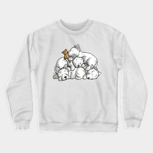 Westie sleeping pile cartoon Crewneck Sweatshirt